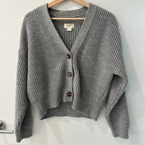 Anthropologie Maeve Gray Cropped Cardigan